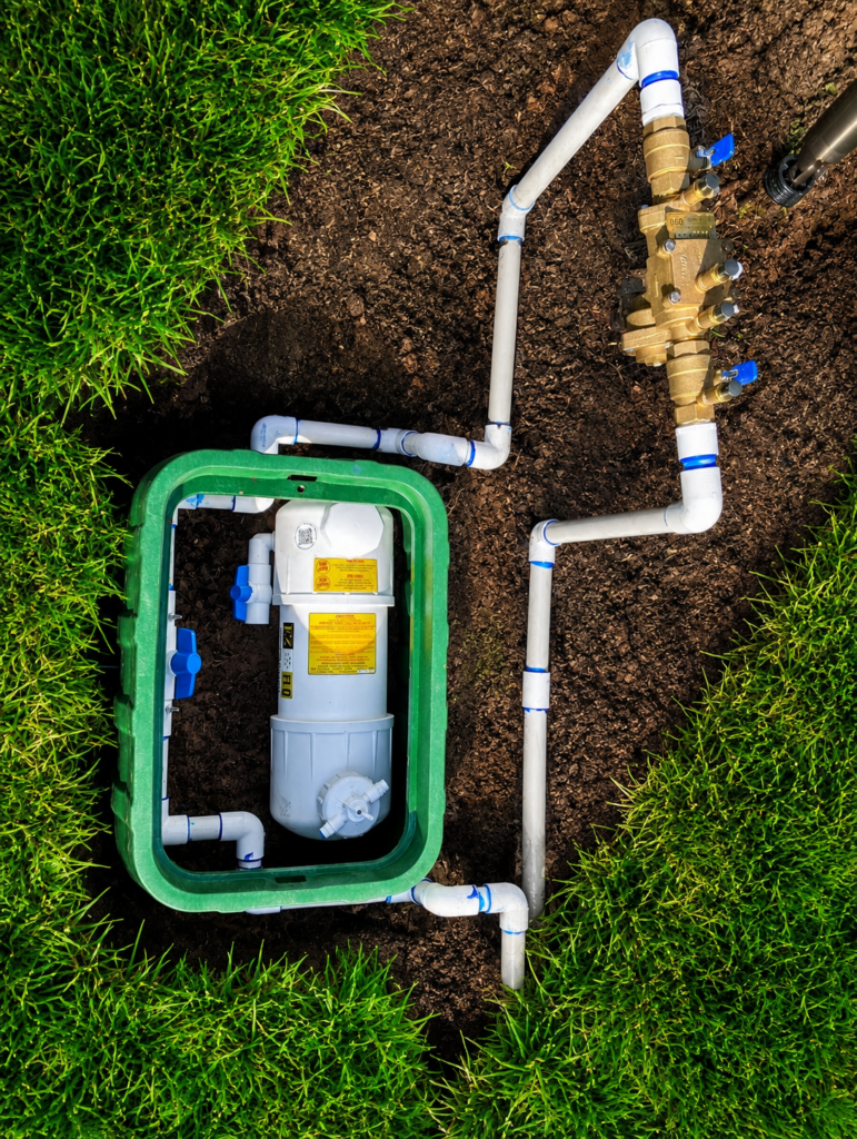 Mosquito misting and fertilizer injection system professionally installed for automated lawn care and outdoor mosquito control.